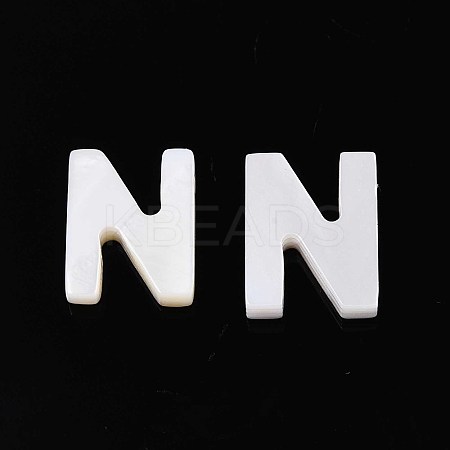 Natural Freshwater Shell Letter Charms BSHE-ZX007-02N-1