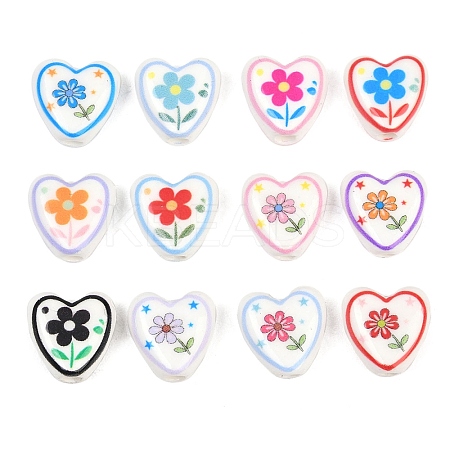 Floral Printed Porcelain Beads PORC-A033-01-1