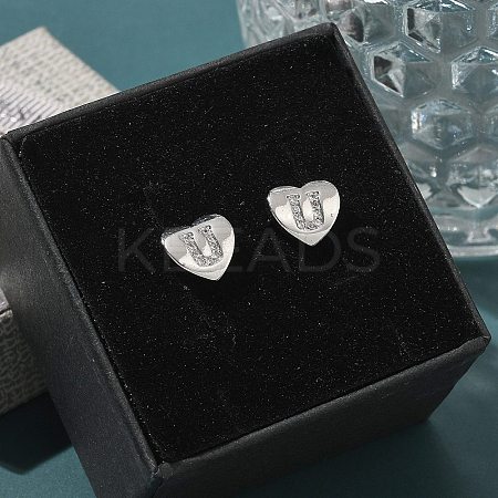 Rack Plating Brass Micro Pave Clear Cubic Zirconia Stud Earrings EJEW-K299-01P-U-1