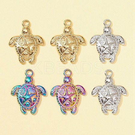 6Pcs 3 Colors 201 Stainless Steel Pendants STAS-FS0001-31-1
