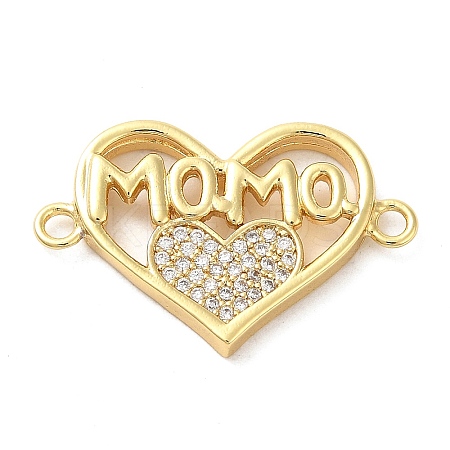 Brass Micro Pave Clear Cubic Zirconia Mama Connector Charms FIND-Z041-12A-1