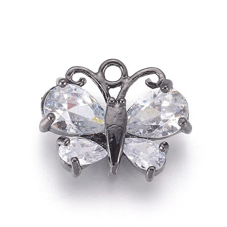 Brass Cubic Zirconia Pendants KK-F809-05B-1