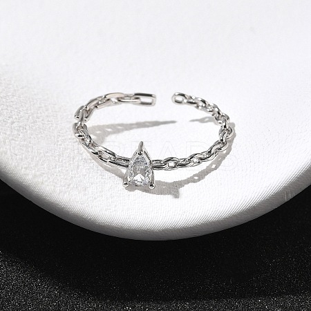 925 Sterling Silver Pave Cubic Zirconia Open Cuff Rings RJEW-R016-01P-01-1