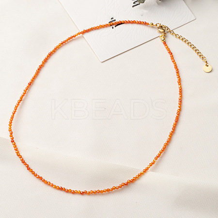 Orange Cubic Zirconia Faceted Round Beaded Necklaces GJ4349-2-1