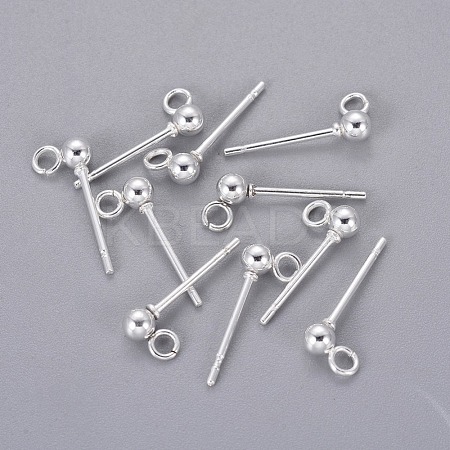 304 Stainless Steel Ball Stud Earrings Findings STAS-P227-17S-1