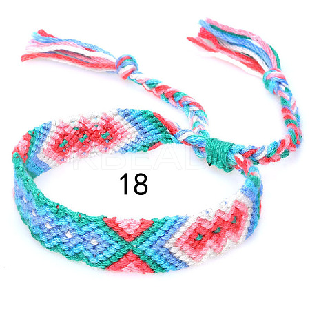 Cotton Braided Rhombus Pattern Cord Bracelet FIND-PW0013-003A-18-1