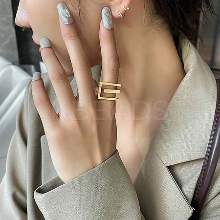 304 Stainless Steel Finger Rings for Women RJEW-A070-01G-1