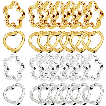 120Pcs 4 Styles Tibetan Style Alloy Bead Frames TIBE-SP0001-14-1