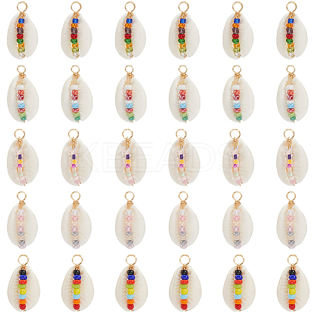 30Pcs Natural Shell Pendants FIND-SC0015-63-1