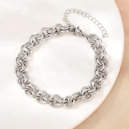 304 Stainless Steel Double Link Chain Bracelets for Women SA-H001-23P-1