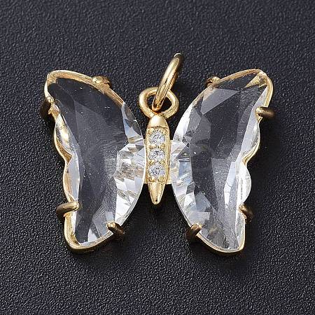 Brass Micro Pave Clear Cubic Zirconia Pendant ZIRC-P079-B02-17-1