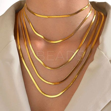304 Stainless Steel Snake Chain Necklaces for Women WG80FEF-05-1