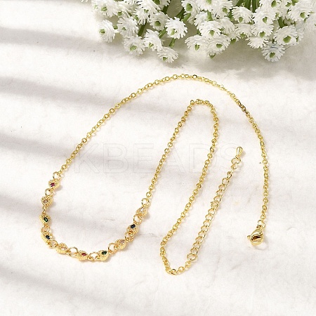 Brass Micro Pave Cubic Zirconia Heart Pendant Necklaces NJEW-B157-13G-1