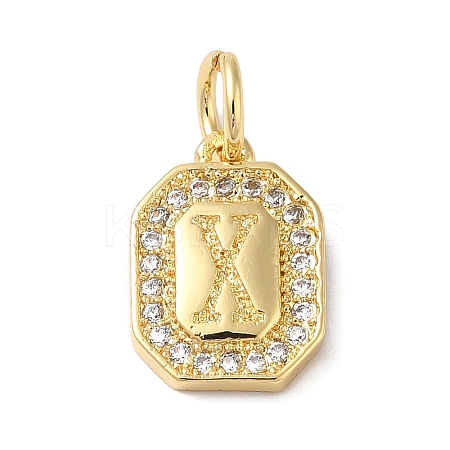 Real 18K Gold Plated Brass Micro Pave Clear Cubic Zirconia Pendants KK-L216-002G-X-1