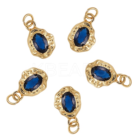 5Pcs Brass Micro Pave Cubic Zirconia Charms ZIRC-SZ0002-15B-1