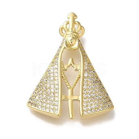 Rack Plating Brass Micro Pave Clear Cubic Zirconia Pendants KK-U019-23G-1