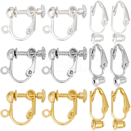36Pcs 6 Styles Brass Clip-on Earring Converters Findings KK-SC0004-71-1