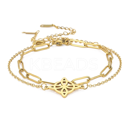 304 Stainless Steel Paperclip Chains & Cable Chain Bracelet Sets AJEW-U005-05B-G-1