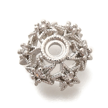 Rack Plating Brass Micro Pave Clear Cubic Zirconia Bead Caps KK-H508-25A-P-1