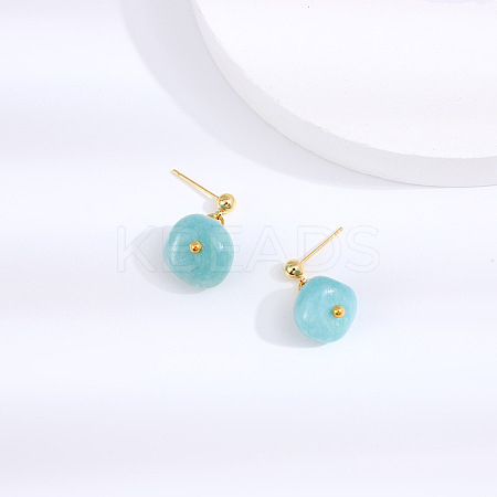 Natural Howlite 304 Stainless Steel Dangle Stud Earrings LS-EJEW-H017-02G-01-1