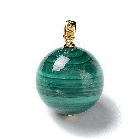 Natural Malachite Round Pendants G-P501-07G-1