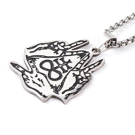 Dark Punk Satan Cross 201 Stainless Steel Pendant Necklaces NJEW-F320-06P-1