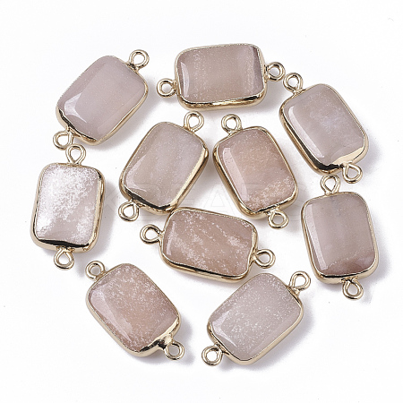 Edge Golden Plated Natural Pink Aventurine Links connectors G-S359-034I-1