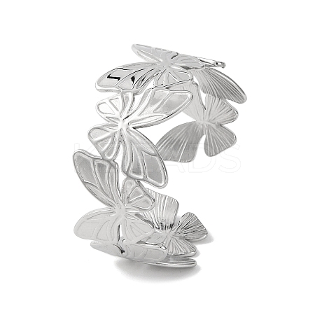 Butterfly 304 Stainless Steel Bangles for Women BJEW-B104-05P-1