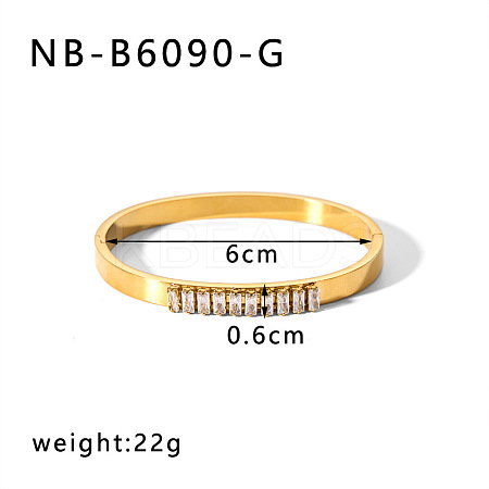 304 Stainless Steel Pave Cubic Zirconia Bangles FS-WG09E60-37-1