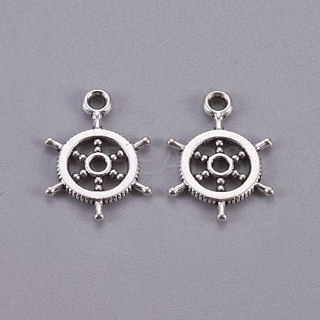 Tibetan Style Alloy Helm Pendants TIBEP-16625-AS-NR-1