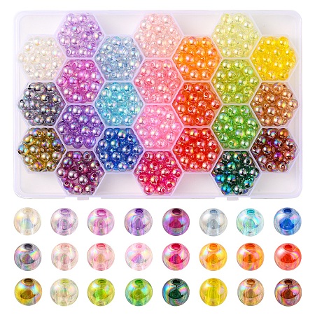 576Pcs 24 Colors Transparent Acrylic Beads MACR-YW0001-95-1