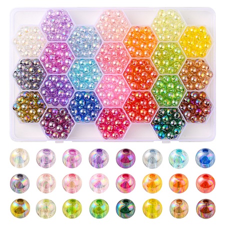 576Pcs 24 Colors Transparent Acrylic Beads MACR-YW0001-95-1