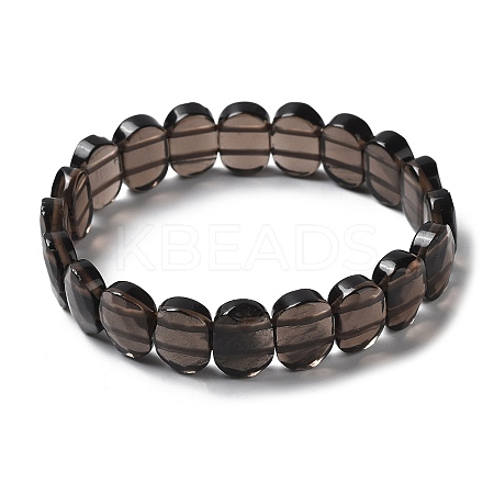 Natural Smoky Quartz Beaded Stretch Bracelet G-E010-01-07-1