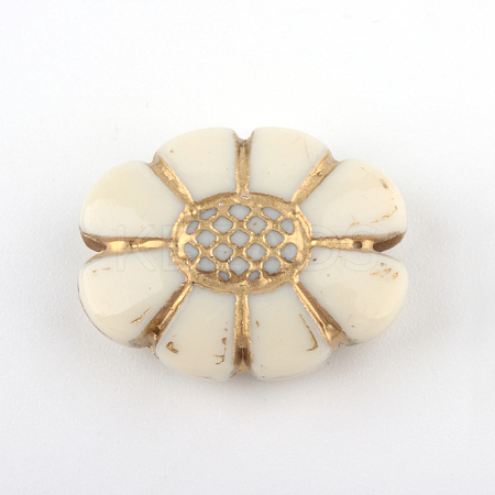 Flower Plating Acrylic Beads PACR-Q102-09A-1