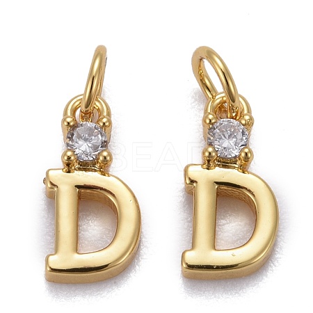 Brass Micro Pave Clear Cubic Zirconia Pendants ZIRC-Z011-35D-1