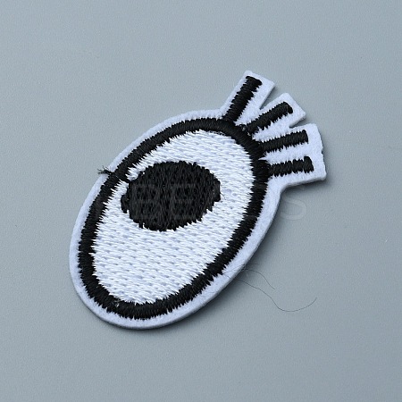 Single Eye Polyester Embroidery Cloth Iron on/Sew on Patches PATC-WH0001-117B-1