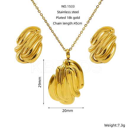 304 Stainless Steel Pendant Necklaces & Stud Earrings FS-WG14082-06-1