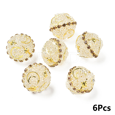 6Pcs Alloy Acrylic Beads OACR-YW0003-64A-1