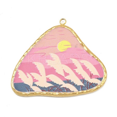 Printed 304 Stainless Steel Pendants STAS-P419-08G-03-1