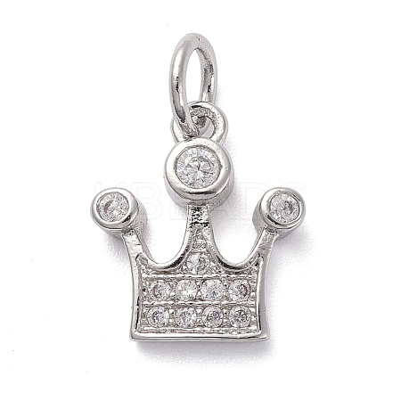 Brass Micro Pave Clear Cubic Zirconia Charms KK-I658-17P-1