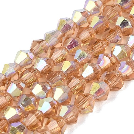 AB Color Plated Transparent Glass Beads Strands GLAA-G127-01-02G-1