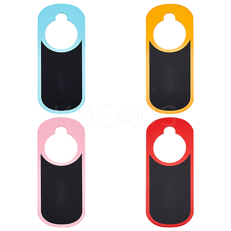 4Pcs 4 Colors Wood Doorknob Hanging Blackboard Signs AJEW-FH0003-16-1