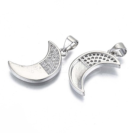 Brass Micro Pave Clear Cubic Zirconia Pendants KK-S061-79P-NR-1