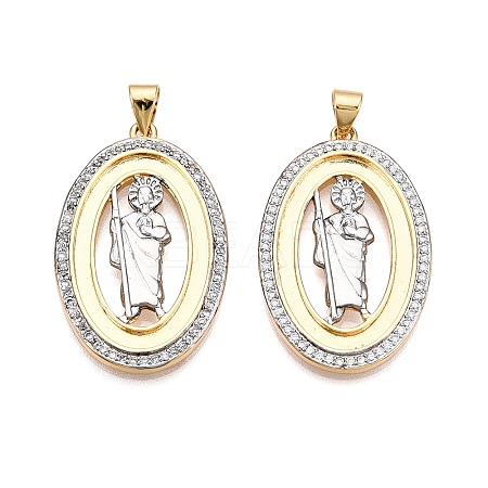 Brass Micro Pave Cubic Zirconia Pendants KK-T070-23G-01-1