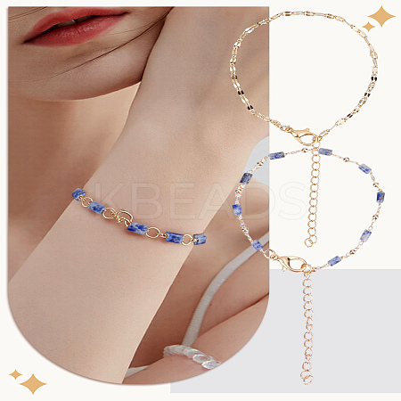 1 Set Natural Unakite Beads Bracelet & Dapped Chains Bracelet Set for Women BJEW-LP0004-06B-1
