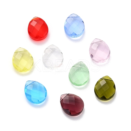 Transparent Teardrop Faceted K9 Glass Beads GLAA-C013-01B-1