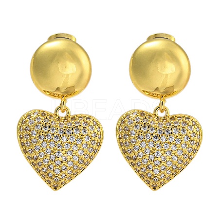 Rack Plating Brass Micro Pave Clear Cubic Zirconia Stud Earrings EJEW-I313-15C-G-1