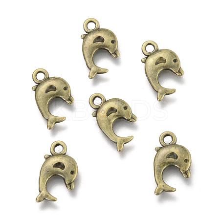 Dolphin Tibetan Style Alloy Pendants TIBEP-N008-25AB-NR-1