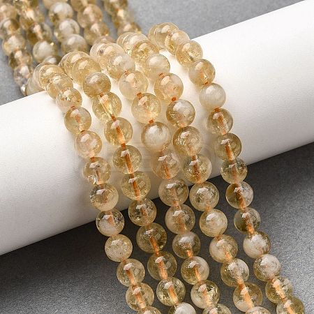 Heated Natural Citrine Beads Strands LS-G-D323-A01-6mm-B-1