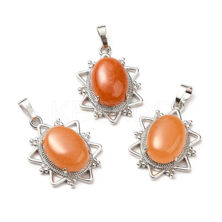 Natural Red Aventurine Pendants G-B033-03P-18-1